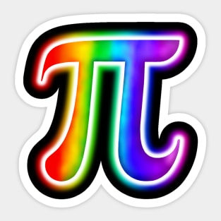 Glowing Rainbow Pi Symbol Sticker